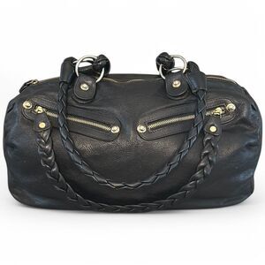 Aleya New York RARE Large Black Leather Shoulder Bag 90s/Y2K